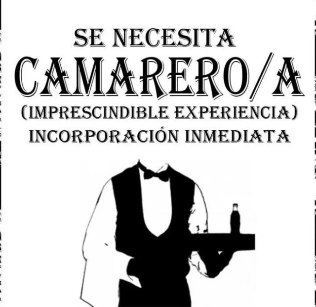 Se necesita camarero/a incorporación inmediata, imprescindible  experiencia y ganas de trabajar!!!